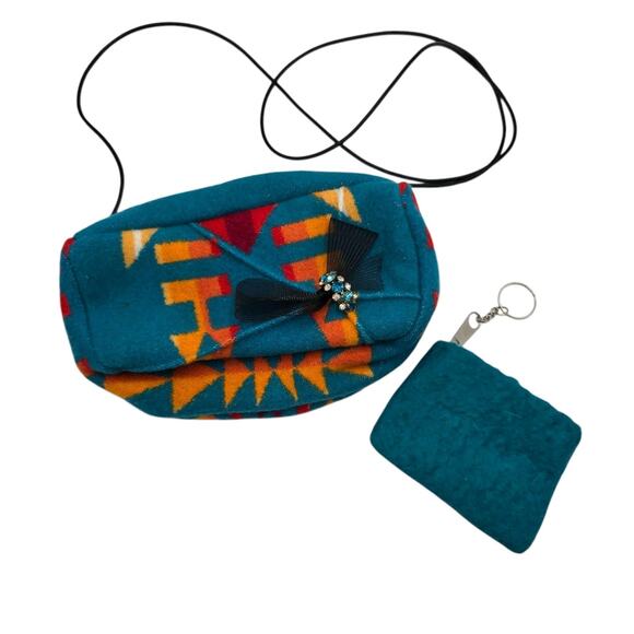 Upcycled Handmade Pendleton Crossbody Bag Purse Native Aztec Southwest Navajo